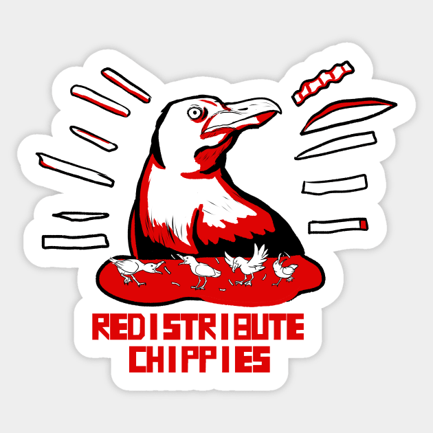 Redistribute Chippies Sticker by KloudKat